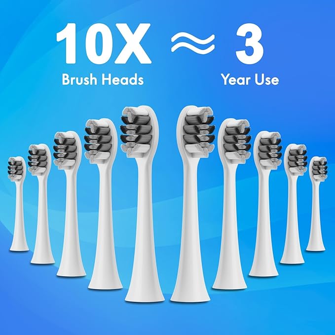 Electric Toothbrush, 10 Brush Heads & Travel Case, 000 VPM Electric Motor & USB