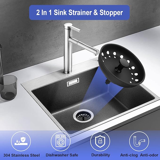 Kitchen Sink Drain Strainer 3 Pack Stainless Steel Sink Stopper, Anti-Clogging