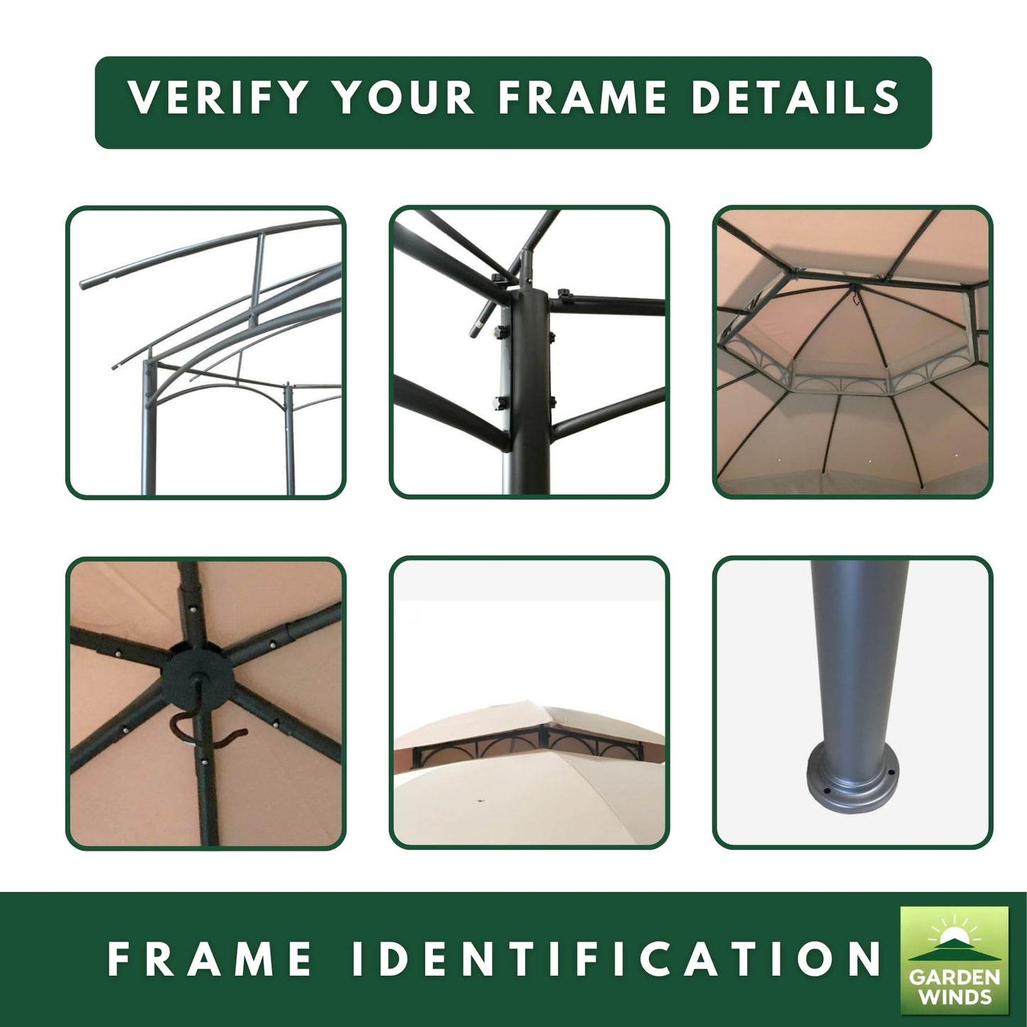 Garden Winds Reinforced Replacement Canopy Top Cover Compatible with The L-GZ793PST-E, A101011800 Heritage Dome Gazebo - Classic Sand, Riplock 350