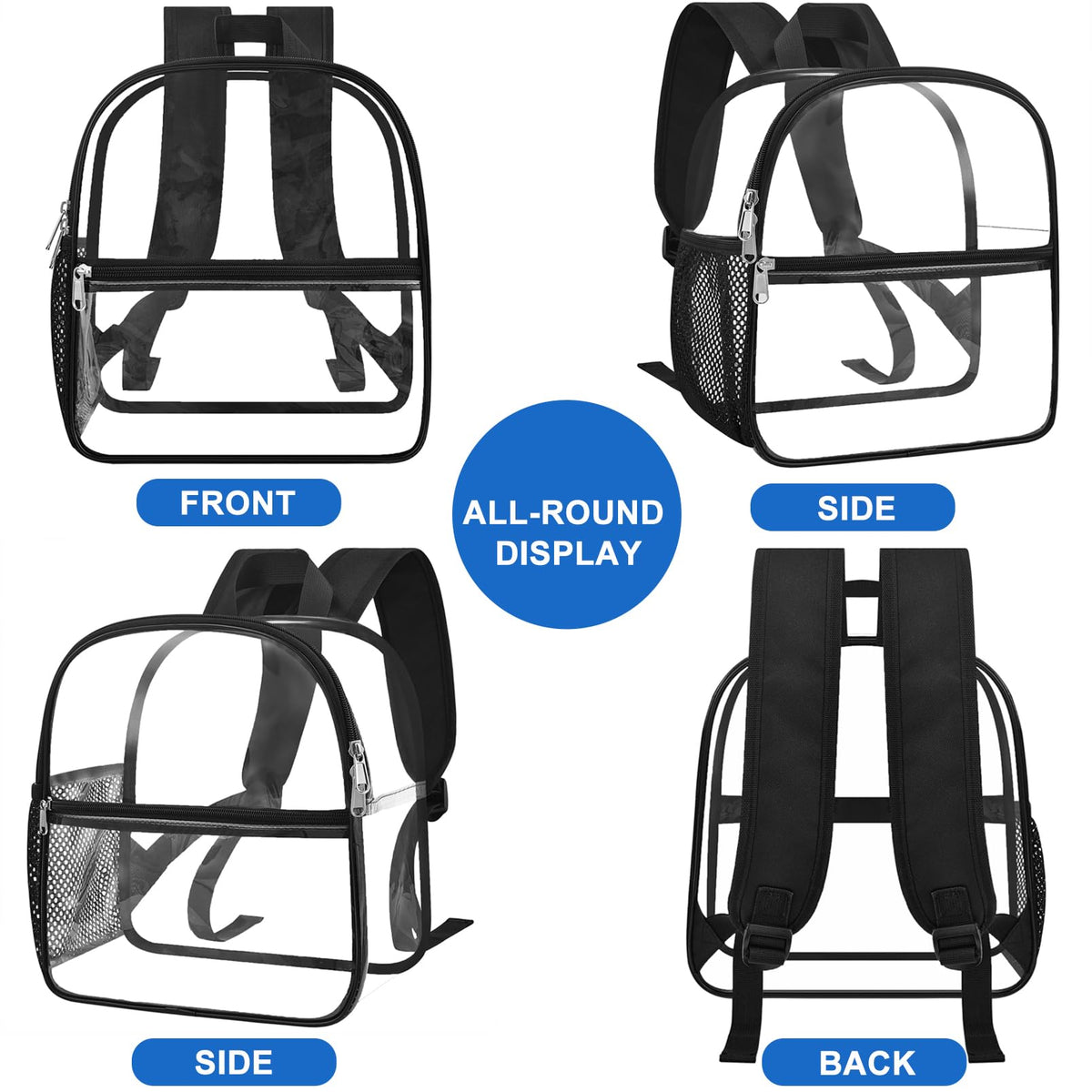 Oraben Clear Backpack for Stadium Events Clear Bag Large Stadium Backpack Waterproof 12x6x12 for Women Men Adult Concert Sport Work