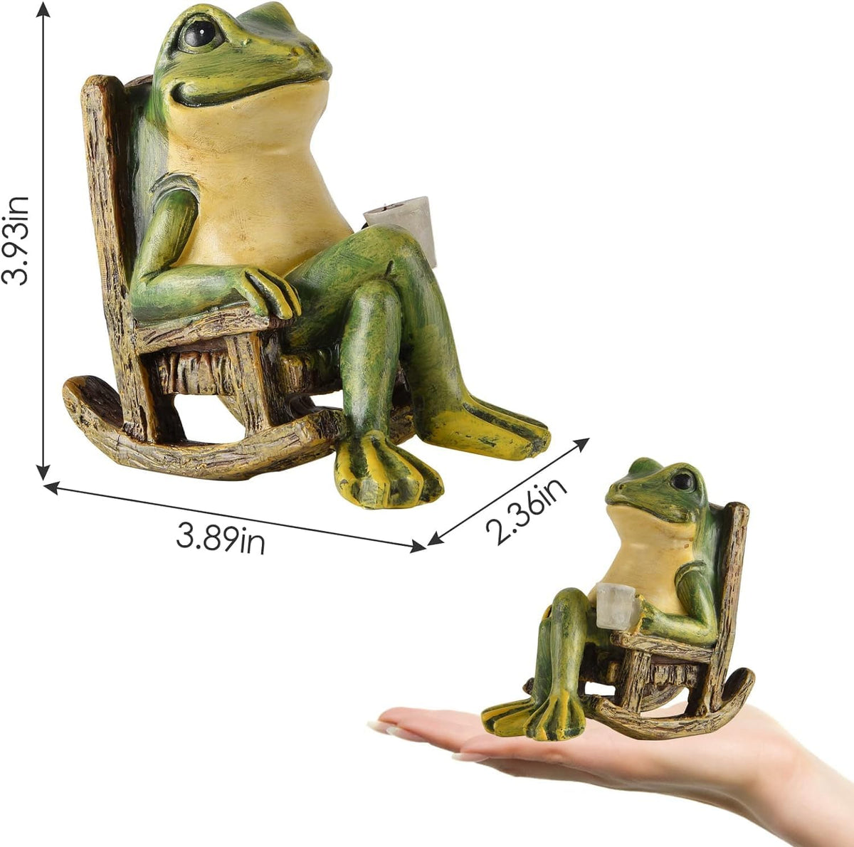 FOXMIS Miniature Frog Garden Statue Mom Gifts Home Decorations Fairy Garden Accessories Outdoor Lights Solar Garden Frog Decor Art Housewarming Gift for Patio,Yard,Lawn Ornament,3.89"x2.36"x3.93