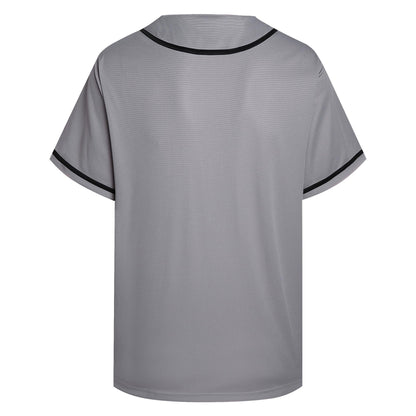 Pullonsy Men's Baseball Jersey for Adult Unisex Dad Son Sports Training Shirt Workout Gym Softball Outfits Halloween Tops,Black Stripe Grey Jersey,Size 3XL