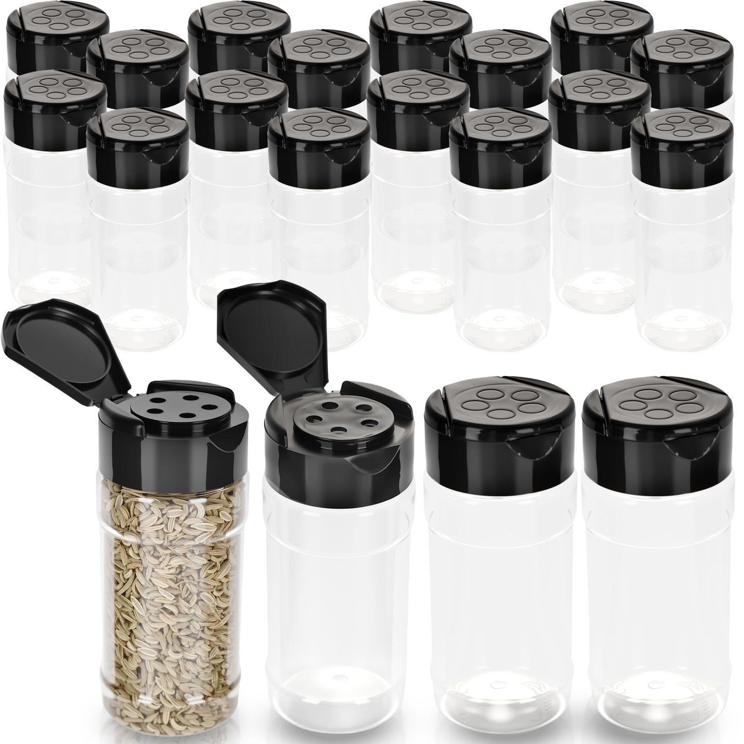 20 Pcs 3.4 oz Plastic Spice Jars with Shaker Lids Empty Spice Bottles Clear Seasoning Containers for Kitchen Home Storing Salt Seasoning