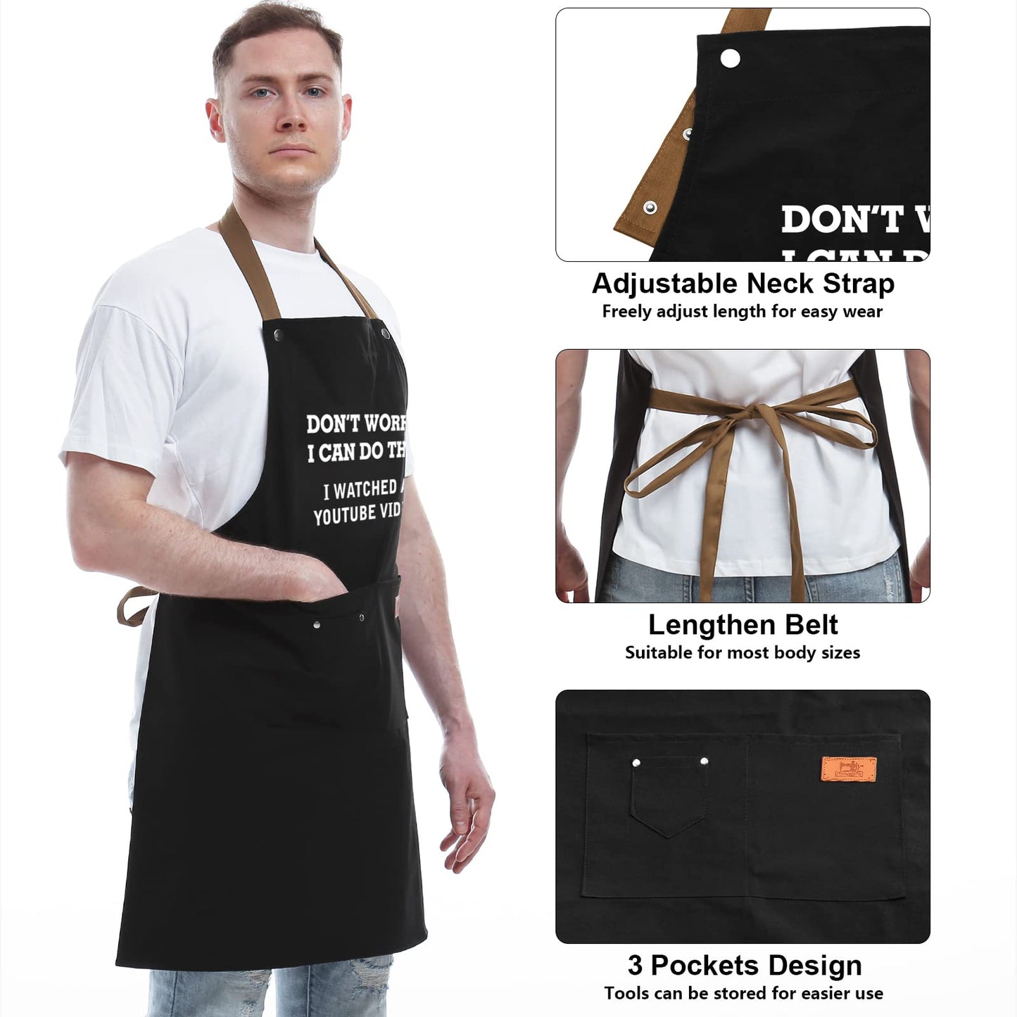 REHAVE Funny Gift for Men, Women, Dad, Anniversary, Christmas Gifts for Husband, Boyfriend, Brother, Uncle, Unique Birthday Grilling Gift, Father's Day Gifts from Daughter Son – BBQ Cooking Chef Apron