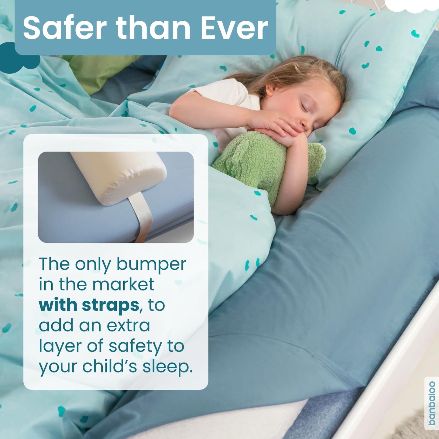 BANBALOO | Toddler Bed Guard - Classic Model | Bed Bumper for Toddlers | Lightweight, Comfortable Bed Barrier | Toddler Safety Bed Guard for Twin, Queen, King Size Beds | Anti-Fall Bed Barriers