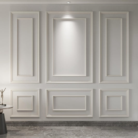 Art3d Premade Bilinear Frame Accent Molding Set, Pre-Cut Decorative Wainscoting Panel for Home Décor, Ready-to-Assemble Glue-On Wall Trim for Living Room Bedroom Corridor, 6 Separate Bilinear Frame