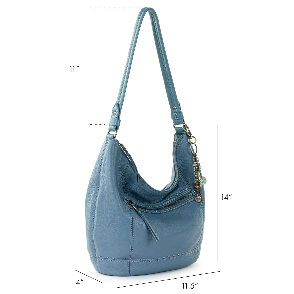 The Sak Sequoia Hobo Bag in Leather, Single Shoulder Strap, Maritime