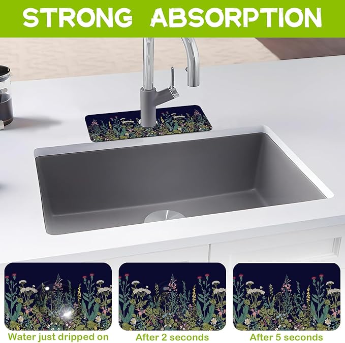 Kitchen Sink Splash Guard Faucet Mat Super Absorbent Fast Drying Mat Guard
