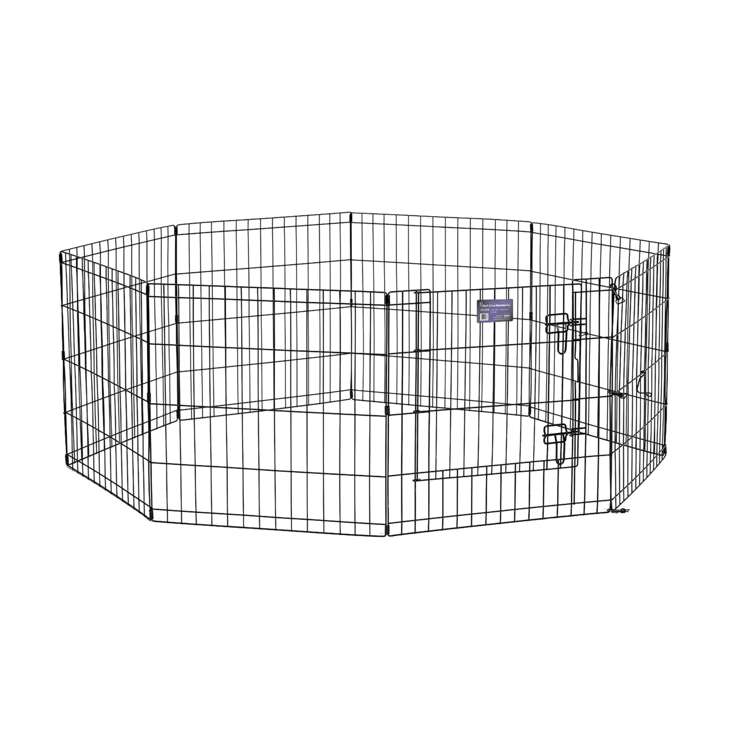 MidWest Homes for Pets Folding Metal Dog Exercise Pen and Pet Playpen with Door, Includes Grounding Stakes and Provides 1.5 Meters of Play Space, 61 cm Tall, Black E-Coated, 550-24DR