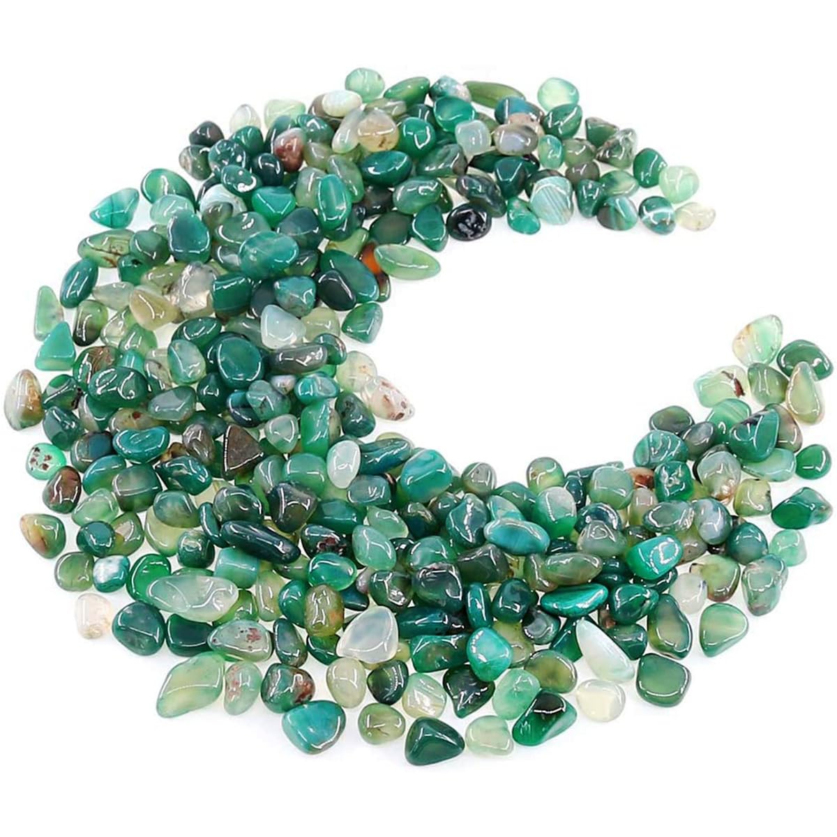 WAYBER Natural Green Agate Pebbles, 1 Lb/460g Decorative Rocks Non-Toxic Crystal Stone Irregular Quartz Gemstone Crushed Pieces Tumbled Stone Chips for Jewelry Making/Home Decoration