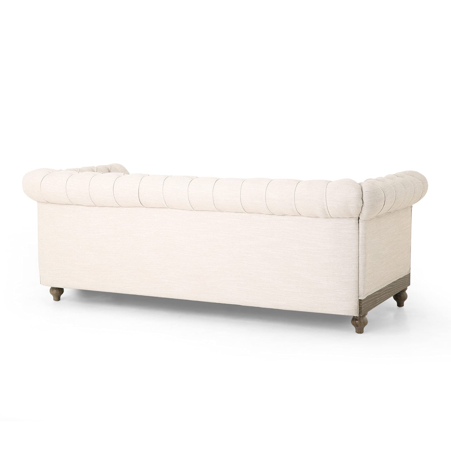 Merax Chesterfield Sofa, Retro Style Upholstered 3 Seater Rolled Arm Couch for Living Room Bedroom Office, Beige