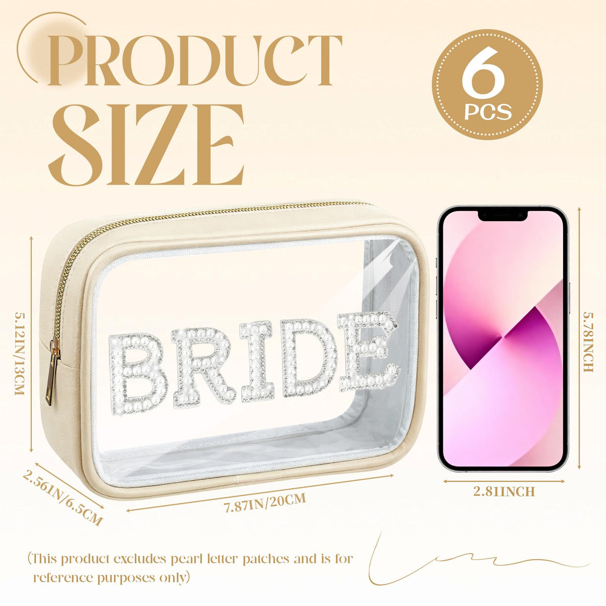 Abbylike 6 Pcs Clear Makeup Bags Bulk PU Leather Cosmetic Pouches Transparent Toiletry Bags with Zipper Waterproof Purse Skincare Car Organizer for Girl Women Travel Gifts(Beige)