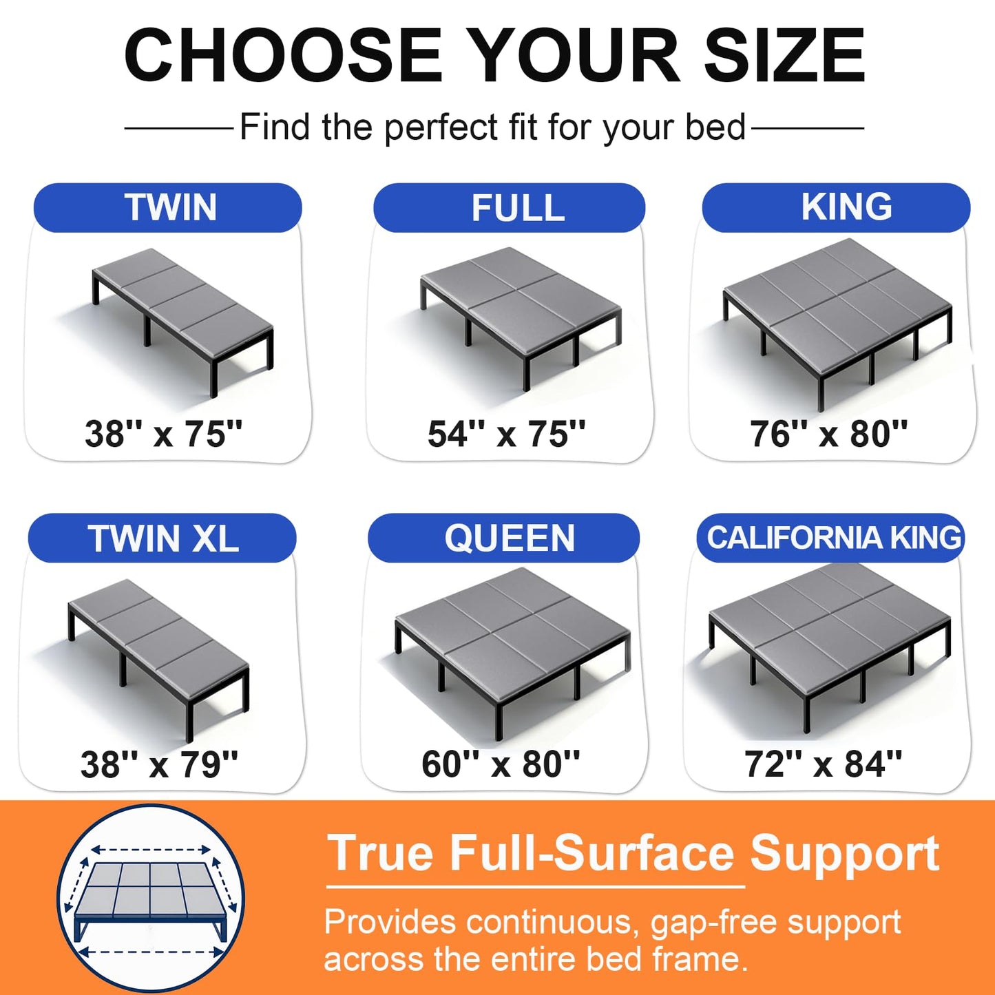 LAVEVE Heavy Duty 10mm Bunkie Board Full Size 54'' x 75'', Breathable Bed Support Board to Prevent Sagging Mattress, with Anti-Slip Dots, Fits Metal Bed Frames, Slatted Frames, and Sofa Beds