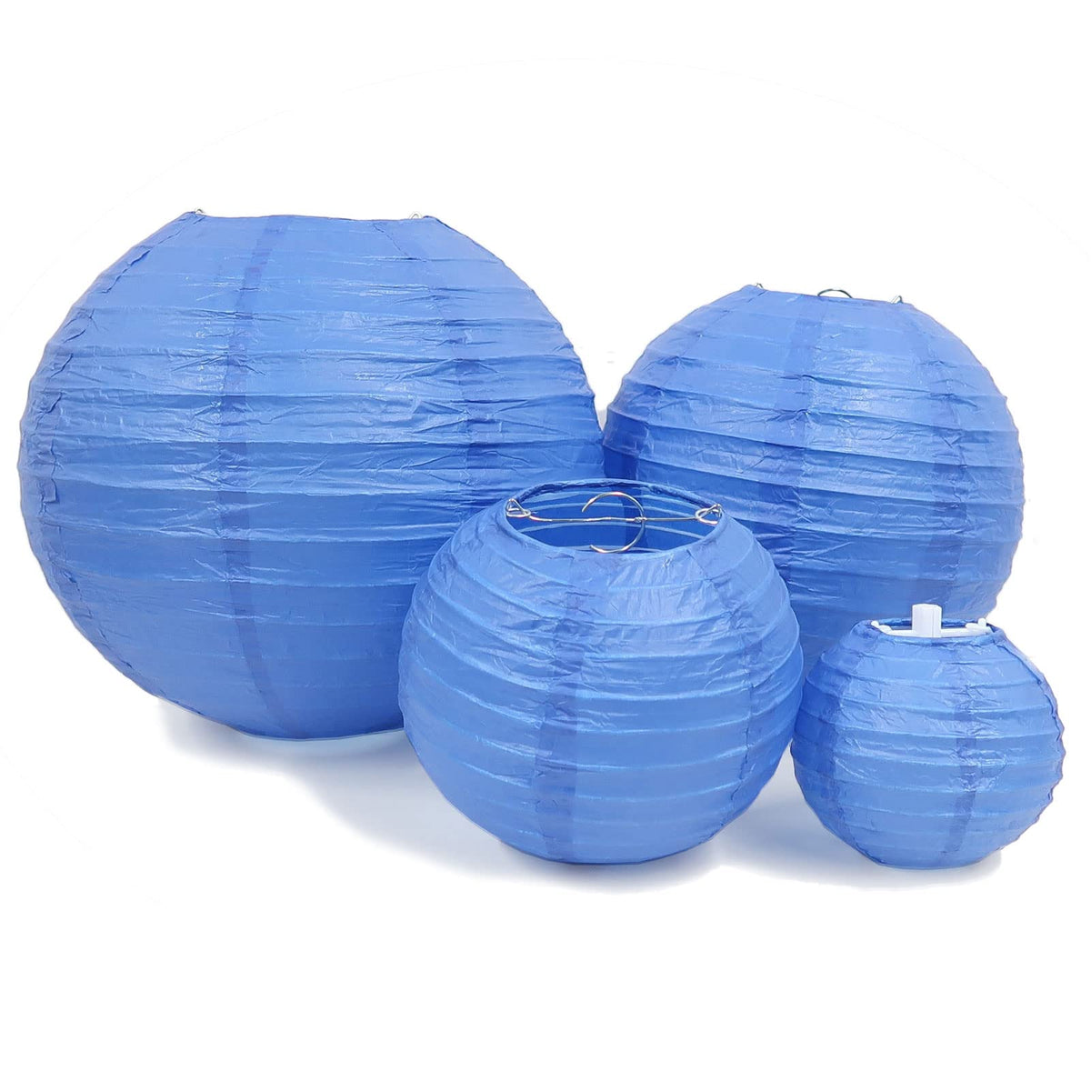 LURICO 16 Pcs Blue/White Paper Lanterns (Size of 4”, 6”, 8”, 10”) - Chinese/Japanese Paper Hanging Decorations Ball Lanterns Lamps for Home Decor, Parties, and Weddings