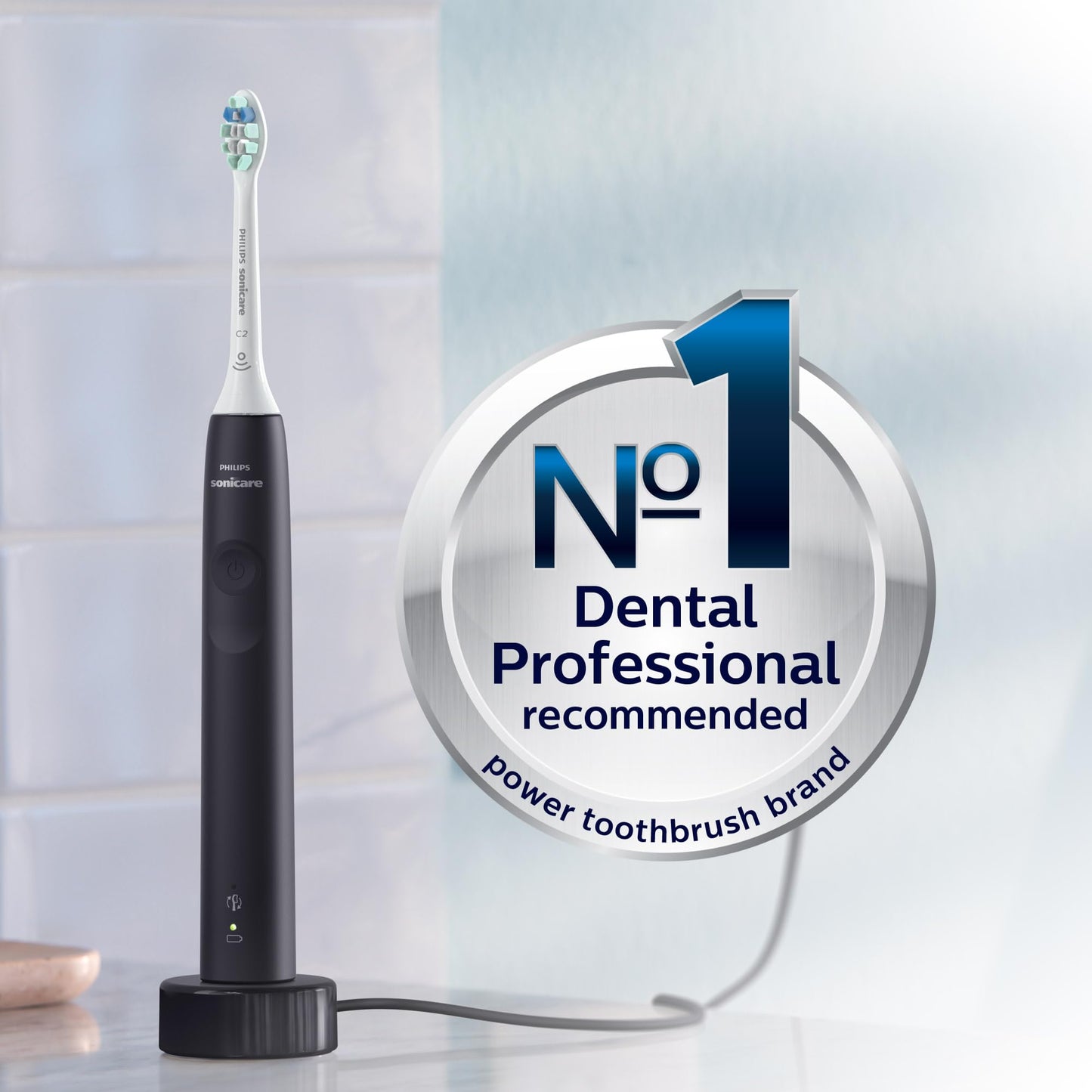 Philips Sonicare 4100 Rechargeable Electric Toothbrush, with Pressure Sensor, 2 Intensity Settings, SmarTimer and QuadPacer, 14-Day Battery Life, Deep Pink, Model HX3681/26