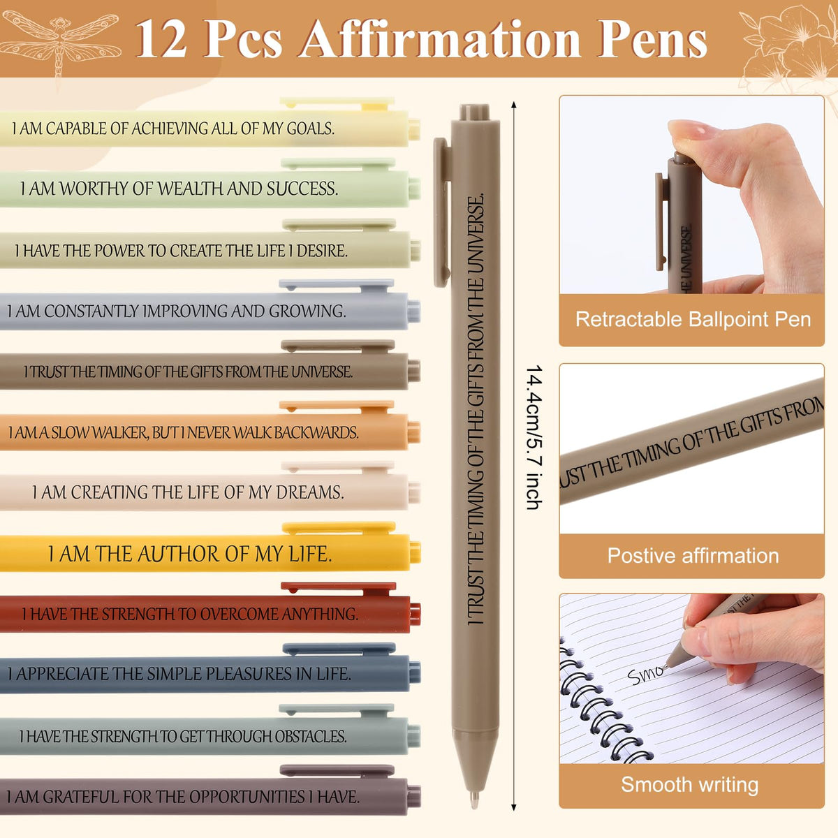 Kosiz 24 Pcs/12 Set Positive Affirmation Gifts for Women Bulk Gratitude Spiral Notebook Journals with Pens Self Care Mental Health Gifts Employee Coworker Teacher Nurse Volunteer Mothers Day (Simple)