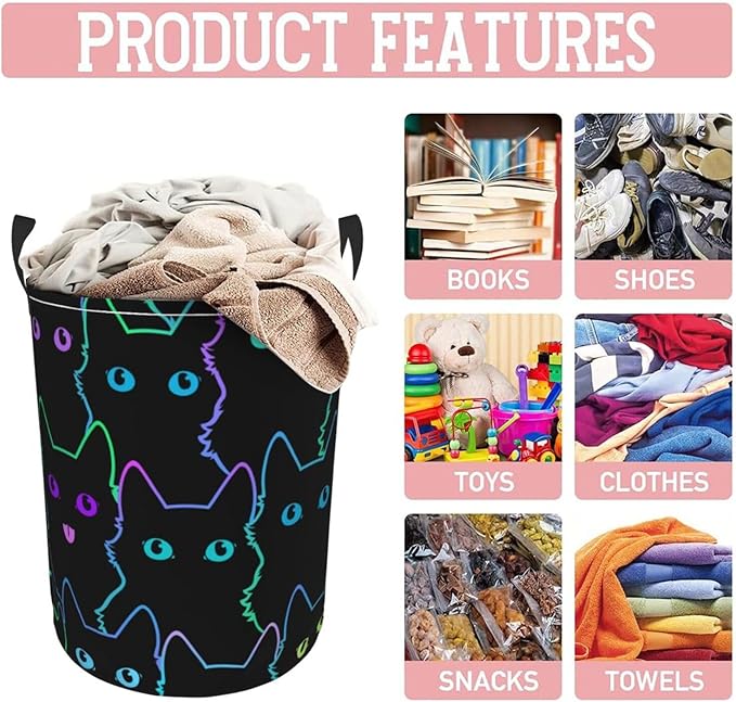 Funny Black Cats Laundry Hamper Bag