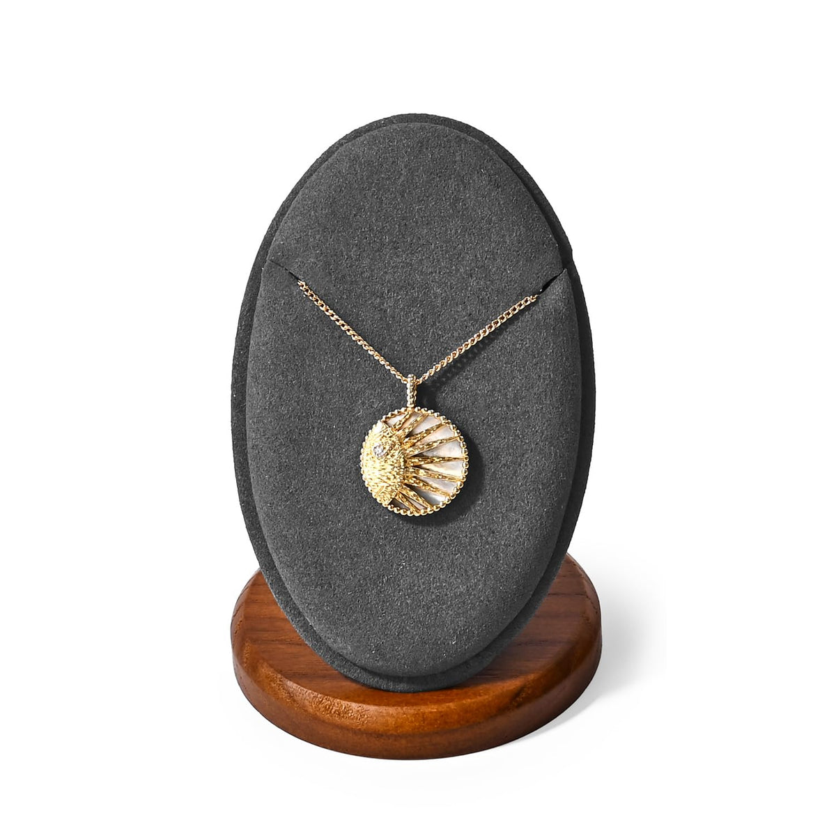 Woodten Solid Wood Necklace Pendant Display Stand Microfiber Jewelry Showcase Stand Display for Pendant Necklace(Grey)
