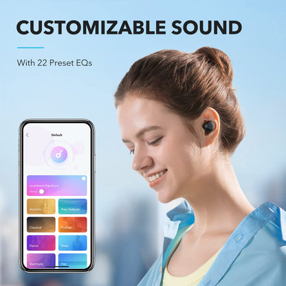 soundcore by Anker A20i True Wireless Earbuds, Bluetooth 5.3, With App for Custom Sound, 28H Long Playtime, Water-Resistant, 2 Mics for Clear Calls, Single Earbud Mode, Compact Design