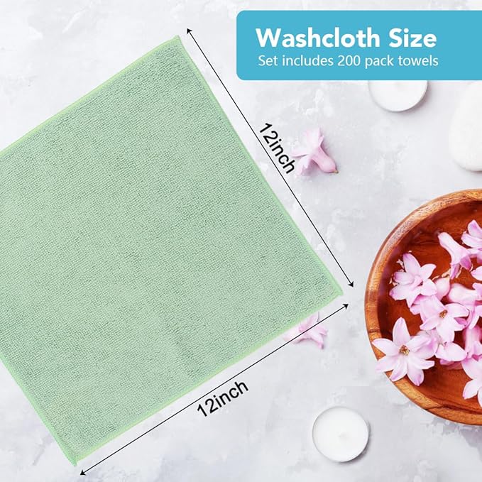 Orighty Wash Cloths Bulk Towels Set 200 Pack, Highly Absorbent and Soft Feel
