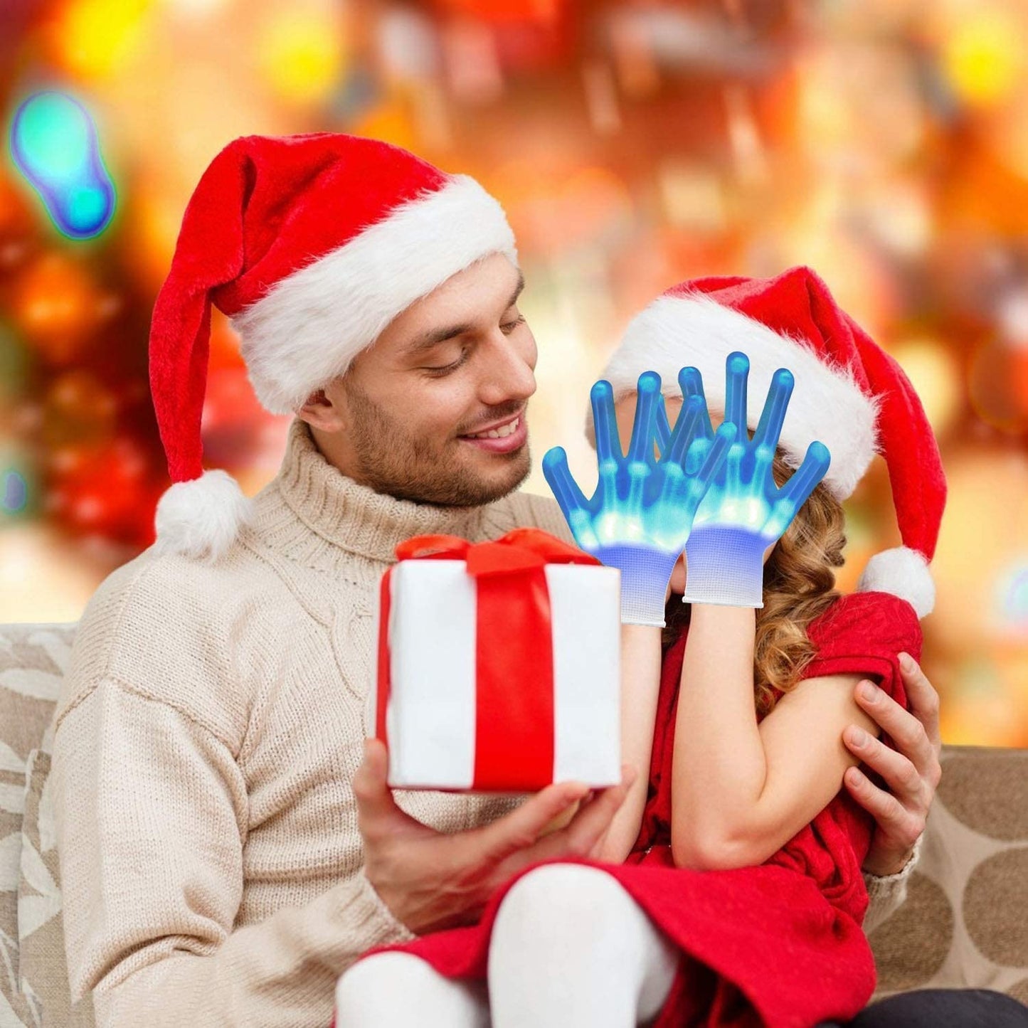 VICSPORT Cool Toys LED Gloves 12 Color Changeable Lights Halloween Costumes Light Up Gloves Cool Fun Gifts Stocking Stuffers for Chrismas Halloween Light up Shows Dance Carnival Party Props