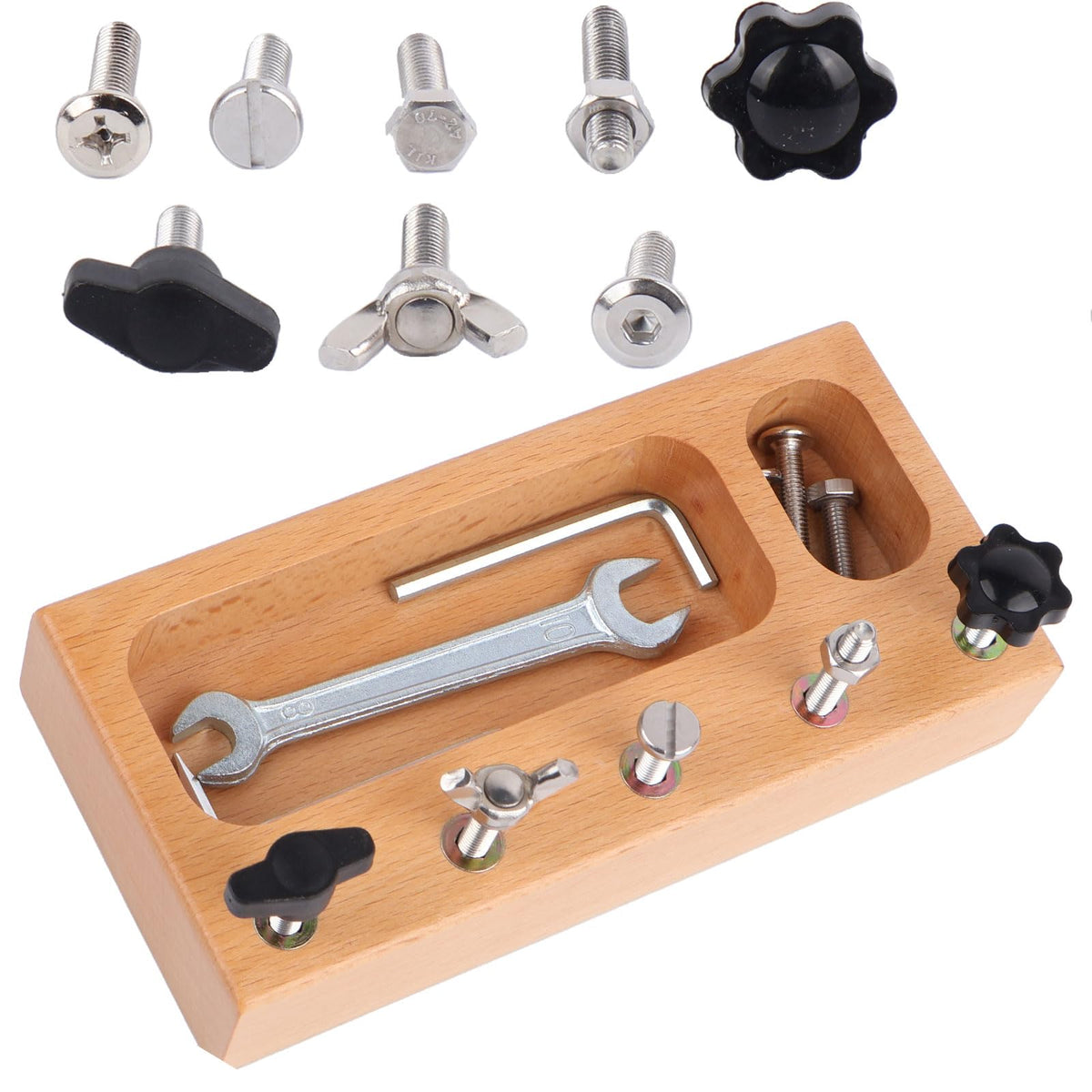 MEROCO Montessori Screwdriver Board Set for Kids 2-5 Years, Wooden Educational Learning Sensory Nuts and Bolts for Toddlers, Preschool STEM Waldorf Gift