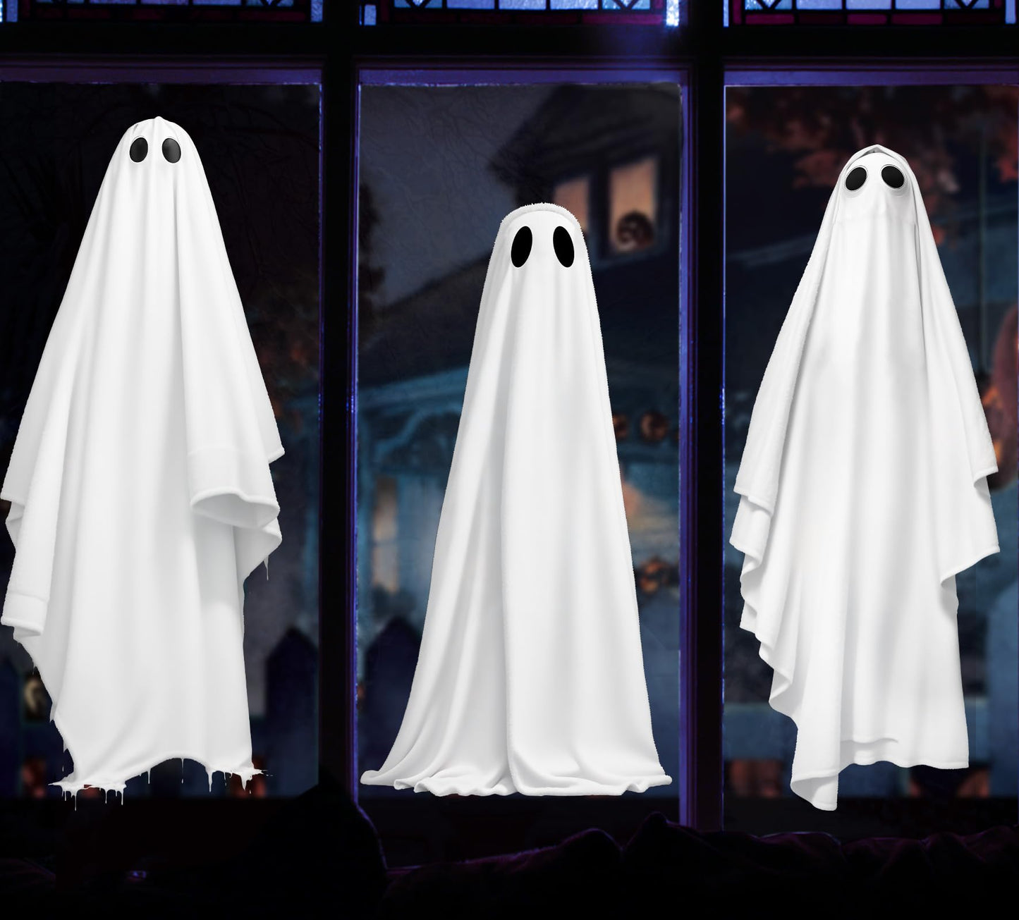 Extra Large Halloween Window Clings Ghosts Mirror Decorations for Glass Windows, Halloween Window Stickers Decals for School Home Office Party Supplies
