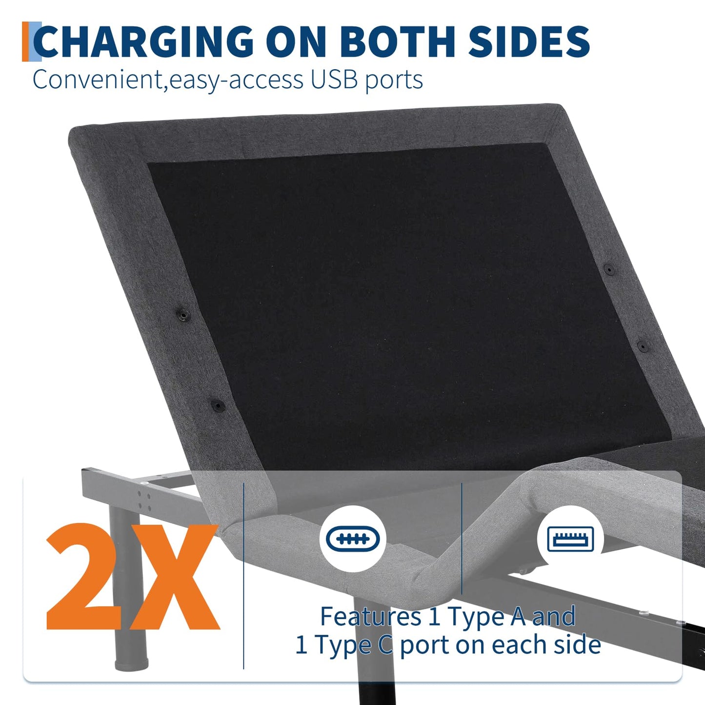 BouPower Twin XL Adjustable Bed Frame, Ergonomic Electric Bed Base with Wireless Remote and 2 USB Ports, Head and Foot Incline, Nightlight, Massager, Anti-Snore, Easy Assembly