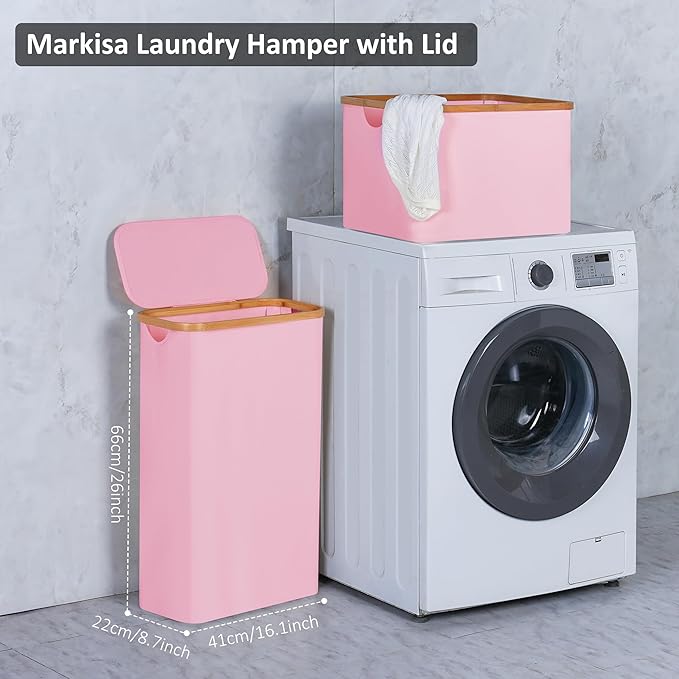 Slim Laundry Basket, 60L Laundry Hamper