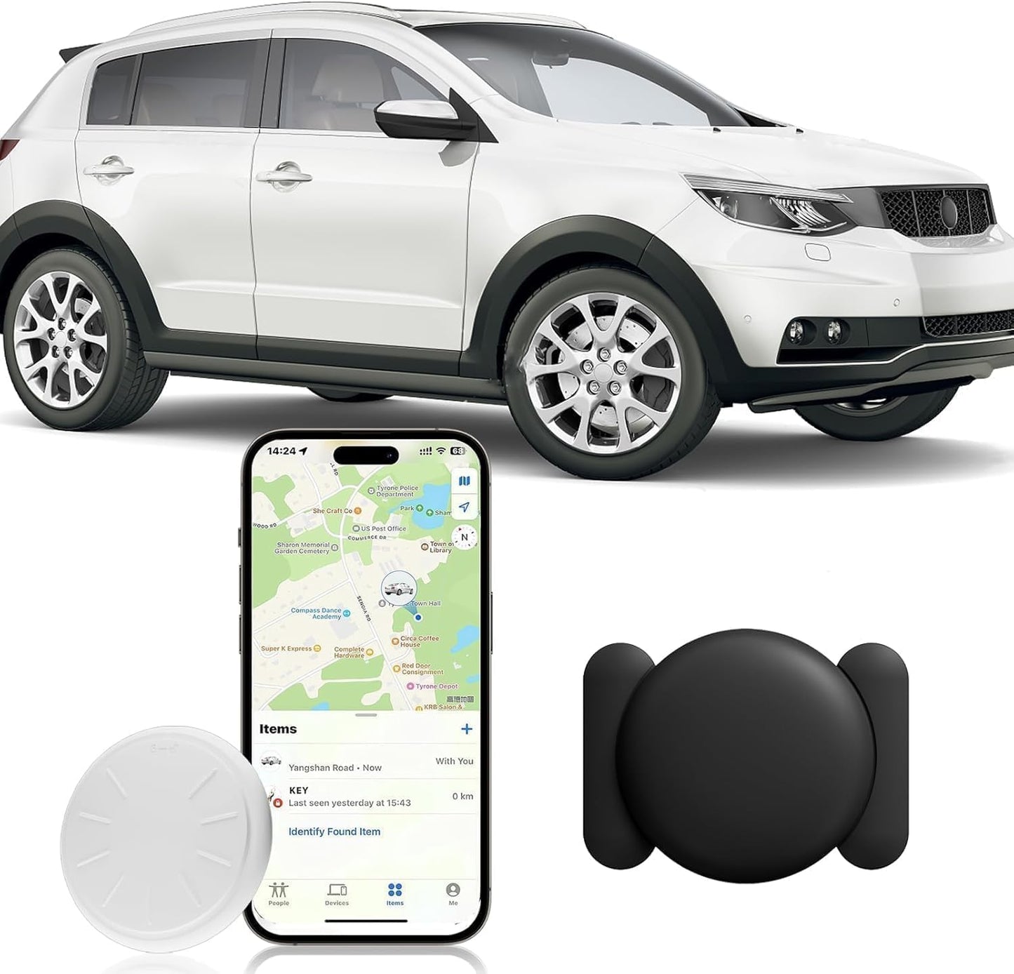 Tracker Device for Vehicles,GPS Car Tracker,No Monthly Fee Car Locator Tracker Work with Apple Find My(iOS Only),Mini Hidden Car Tracker with Magnetic Case (Black,1PCS)