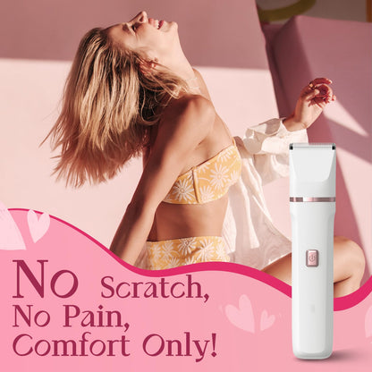 Bikini Trimmer for Women - Painless Electric Razors for Silk Skin,Cordless Body Shaver for Trip,Replaceable Lady Facial Razor, IPX7 Waterproof&Easy Cleaning, Ceramic Blade, USB Charge Dock Pink