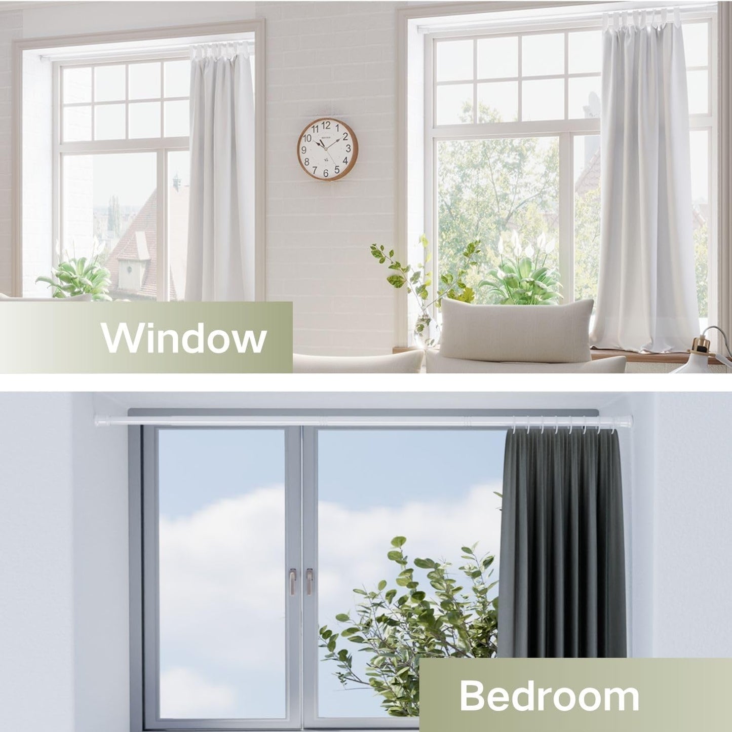 Extendable Curtain Pole Telescopic Spring Tension Rod Heavy Duty Room Divider No Drilling Curtain Rod Adjustable Pole for Wardrobe Window,Shower,Bedroom,Doorway