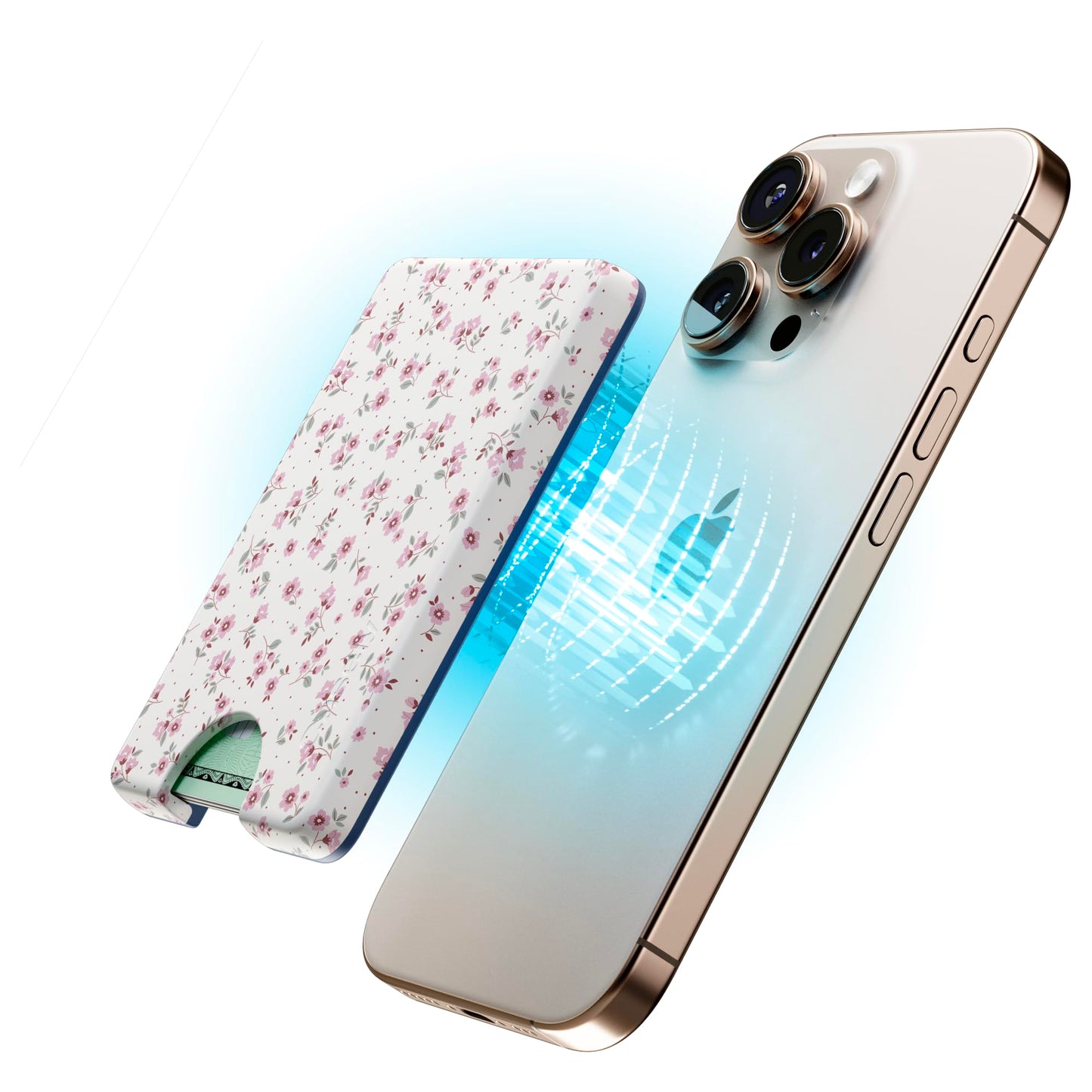 Casely MagWallet | Starfish Wishes | Coral Pink Shimmer | Slim Wallet Card Holder | Compatible with MagSafe | Soft-Touch Hard Silicone | Holds Up to 3 Cards