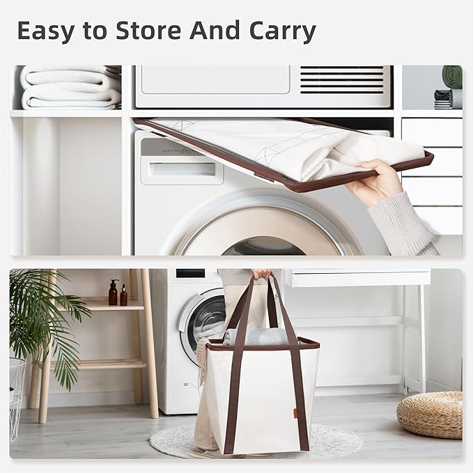 STORAGE MANIAC Collapsible Laundry Caddy, 64L Large Collapsible Laundry Basket