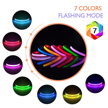 Pceotllar Light Up Collar - Rechargeable Flashing LED, Waterproof, 7 Colors, 8 Modes - Black, Adjustable for Small to Large Dogs