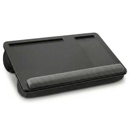 Lap Desk with Soft Cushion – Portable Laptop Desk for Bed, Couch & Home Office, Removable Mouse Pad & Anti-Slip Strip for 17 inch Laptop (Large, Wood and Black) (Black)