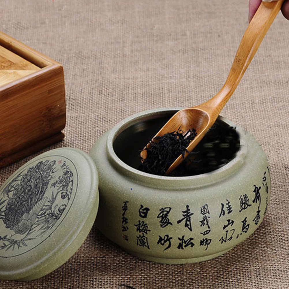 Tea Spoons Natural Bamboo Tea Spoon for Loose Tea ，Cucumis 6Pcs Kung Fu Tea Spade Natural Bamboo Wood Spoons for Scooping Coffee Powder,Tea，Salt，Yeast, Superfood Powders，Cacao