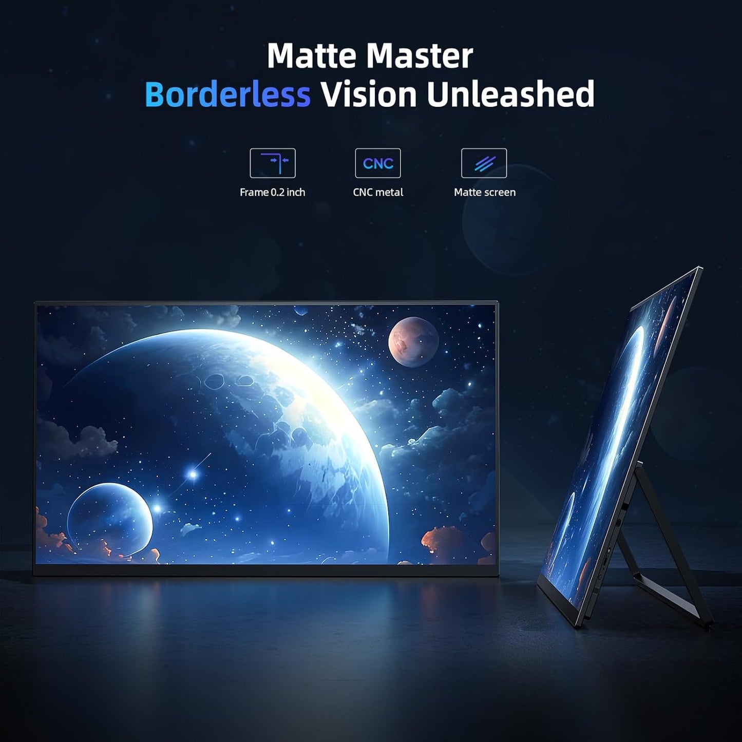 Portable Monitor 18.5” | 120HZ 1ms Gaming Monitor | 125% sRGB | FreeSync, HDR | 350Nits | USB-C & HDMI | VESA & Kickstand | Large Travel External Second Screen for Laptop, Switch, Game Consoles