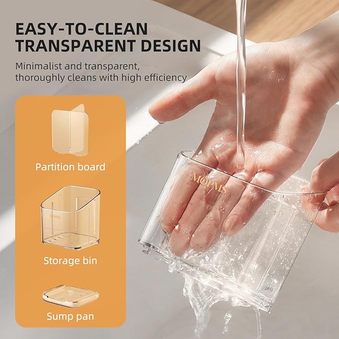Minimalist Sponge Holder for Kitchen Sink, 3 Slots Sink Caddy