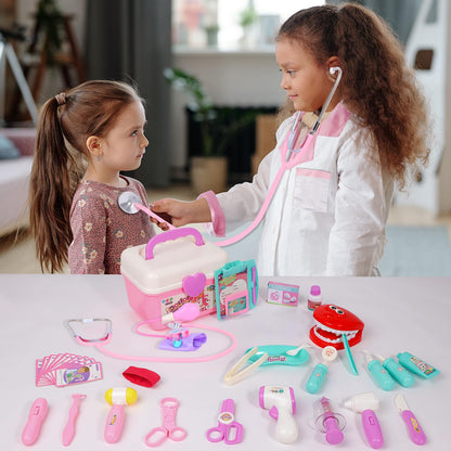 Gifts2U Kid Girl Toy Kit Pretend Play Toys Dentist Medical Role Play Educational Toy with Doctor Costume Playset for 3-6 Year Old Children