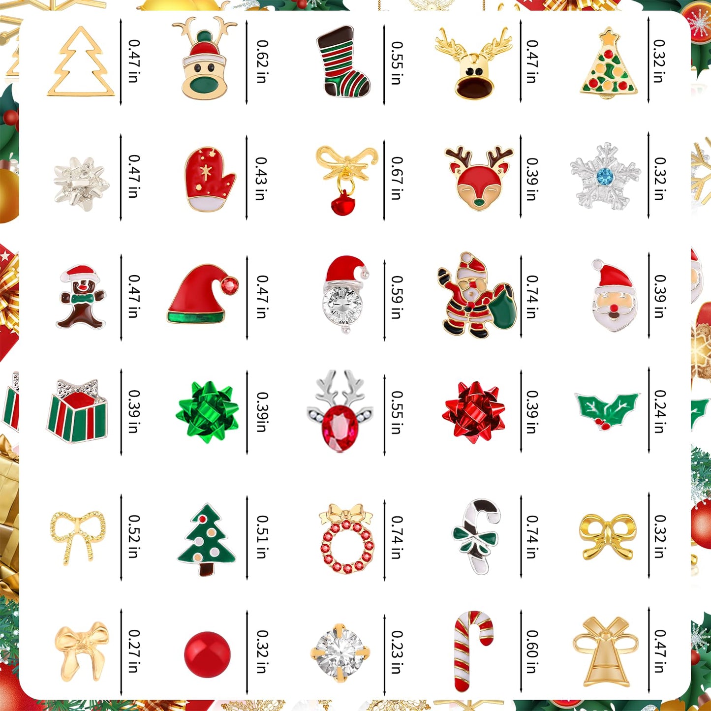 Gushu 30 Pairs Christmas Earrings for Women, Xmas Gifts Holiday Cute Stud Earrings Hypoallergenic Christmas Tree Snowflake Bow Snowman Stocking Santa Claus Elk Stud Festive Party Jewelry Gifts