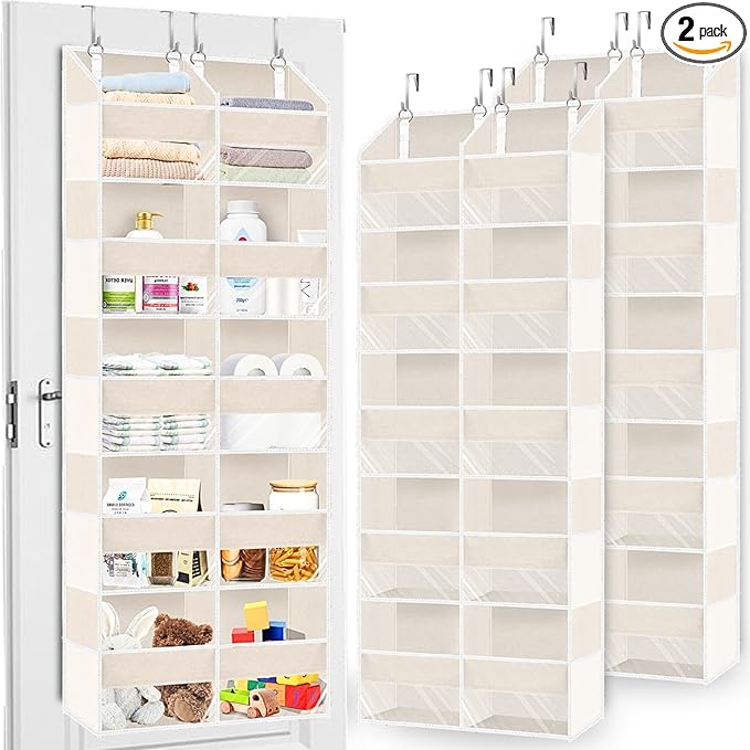 2 Pack Over the Door Organizer 5 Tiers, Extra Large Behind Door Storage of 10