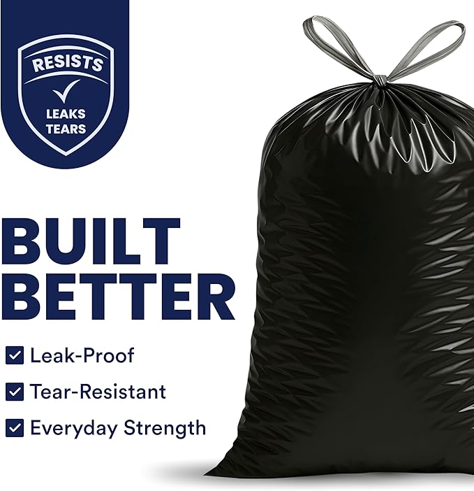 Plasticplace 32-33 Gallon Trash Bags │ 1.2 Mil │ Drawstring Garbage Can Liners