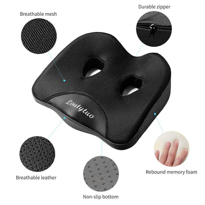 LOUTYTUO Seat Cushion Pillow,100% Memory Foam and Washable Cover,for Office Chair,Car Seat and Wheelchair, Soft Support Seat Cushion