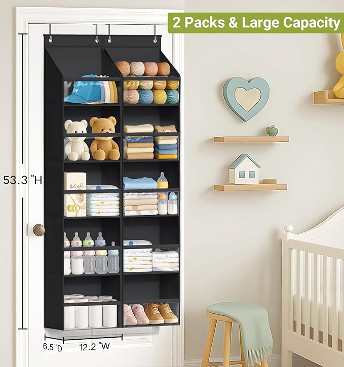 AOODA 2 Pack Over the Door Organizer, Large Capacity Closet Door Hanging