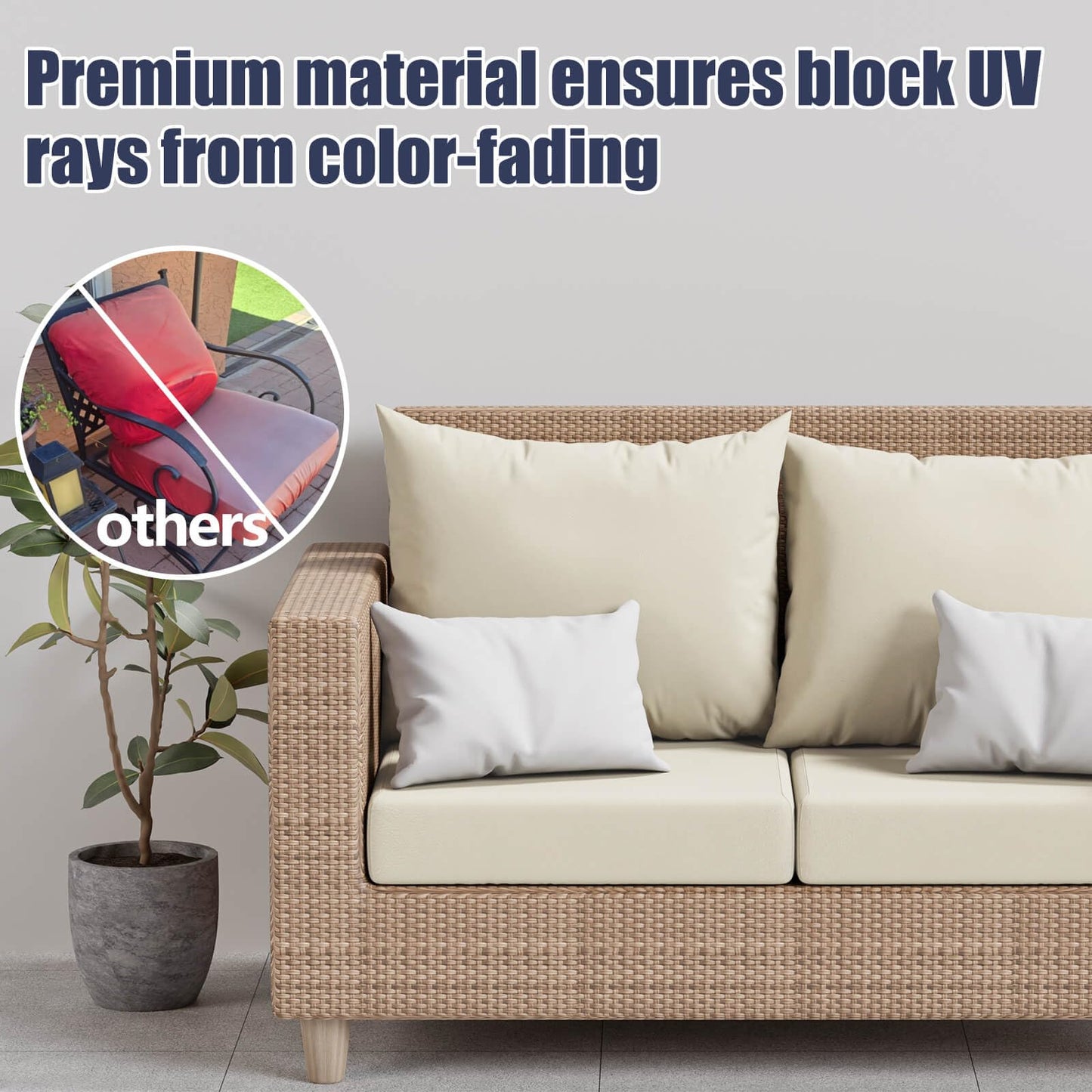 Vorshape 14Pcs Patio Stretch Cushion Covers, Outdoor Couch & Sofa Replacement Slipcovers for Patio Furniture Cushion Covers, Washable Reusable Furniture Protector, Square Large, Beige
