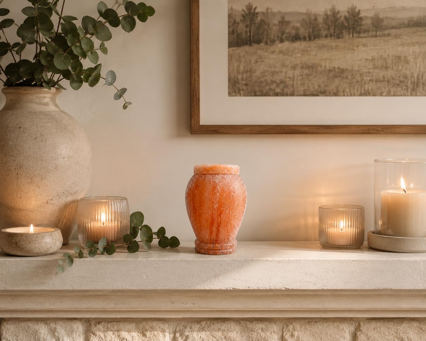 Handcrafted Pink Himalayan Salt Keepsake Urn for Human Ashes Male or Female