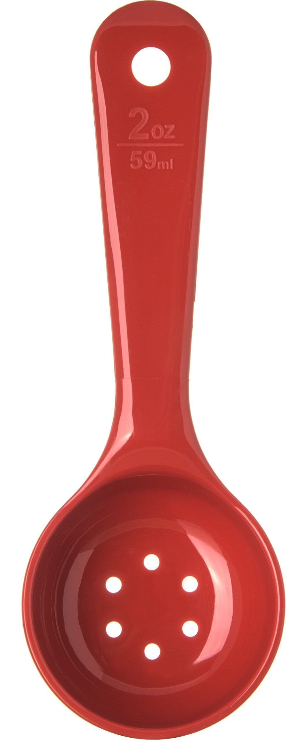 Carlisle FoodService Products 496205 Measure Miser Perforated Measuring Spoon with Short Handle, 2 Ounce, Red