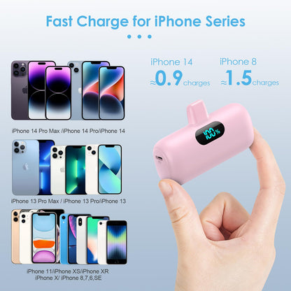 Small Portable Charger for iPhone,Upgraded 5000mAh PD Fast Charging Power Bank,Mini Battery Pack Backup Charger Compatible with iPhone 14/14 Pro Max/13/13 Pro/12 Pro/11/XS/XR/X/8/7/6 etc-Black