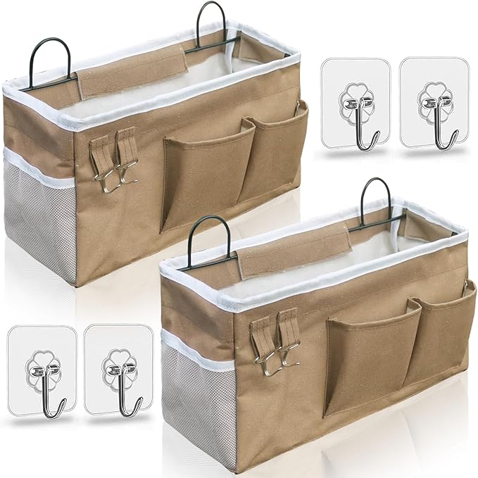 2pcs Large Wall Hanging Organizer Bag, Linen Fabric Door Hanging Storage Baskets